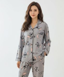 Pyjama Stitch Disney gris pour femme