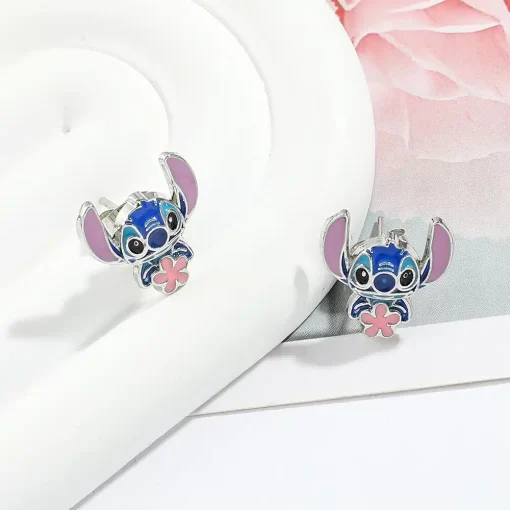 Boucle d'Oreille Stitch Bleu