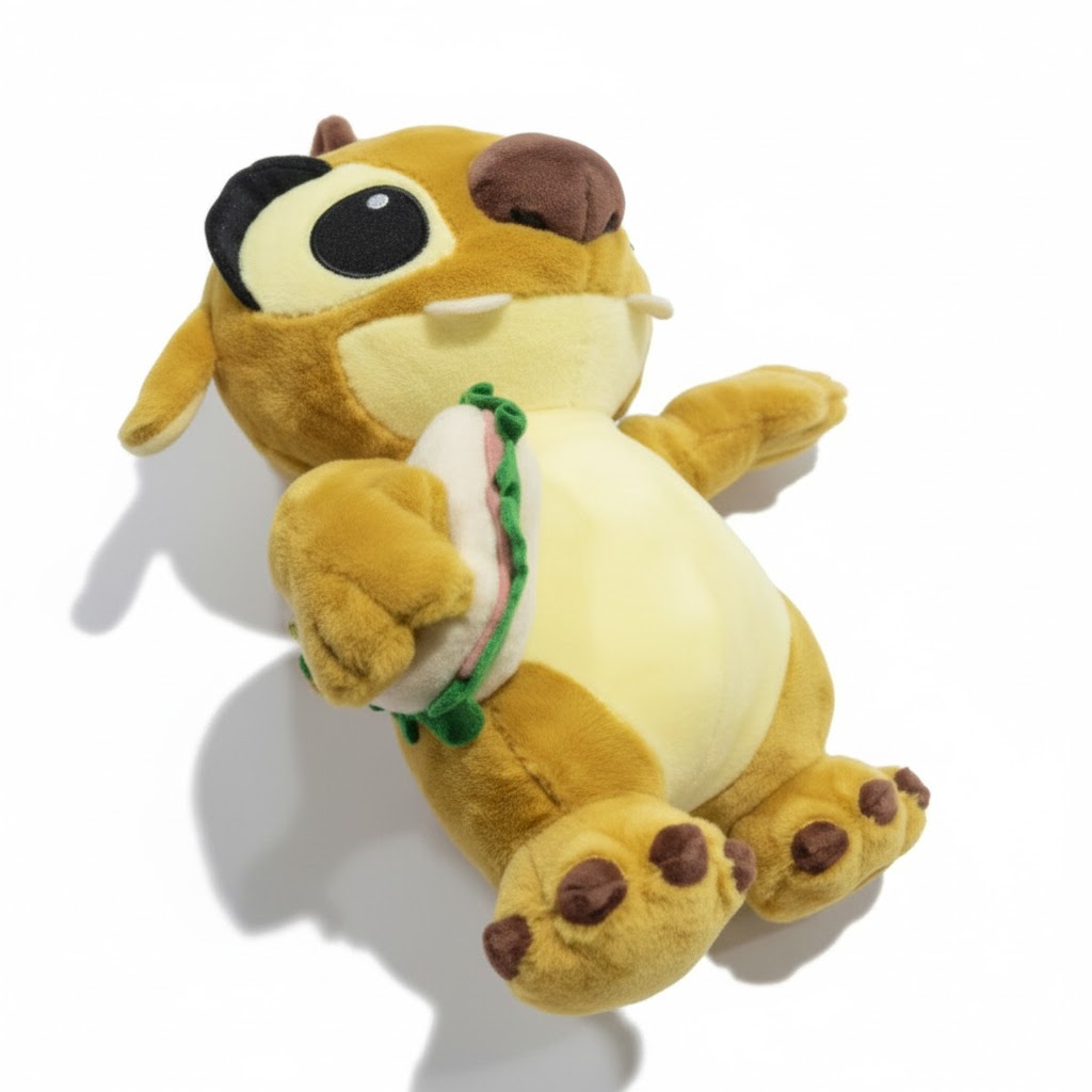 Peluche Stitch Jaune 7 Peluche Stitch Jaune Reuben avec un sandwich Dinsey officiel