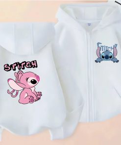 Gilet Stitch rose Fille blanc