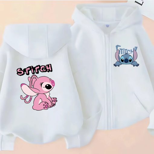 Gilet Stitch rose Fille blanc