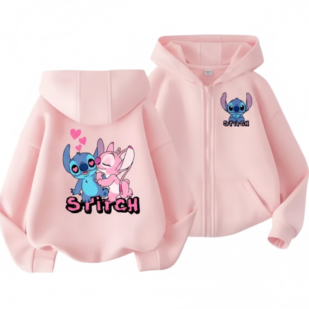 Gilet Stitch et Angel 5 Gilet Stitch et Angel rose