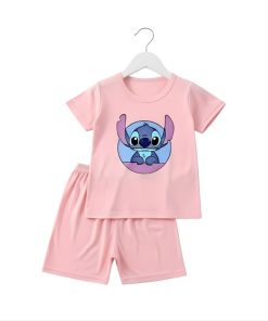 Pyjama Stitch Enfant Été ensmeble short rose