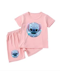 Pyjama Stitch rose Enfant Été short