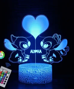 Lampe 3D Stitch et Angel
