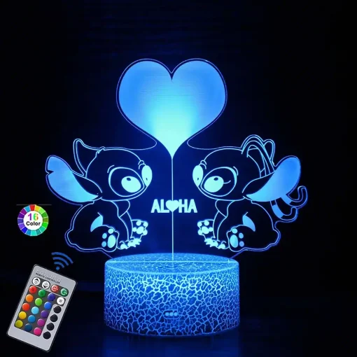 Lampe 3D Stitch et Angel