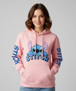 Sweat capuche rose Stitch Femme