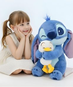 Peluche Stitch Canard 8 Peluche Stitch Canard 45cm avec une fille