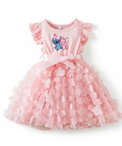 Robe Stitch Enfant rose avec Stitch et angel