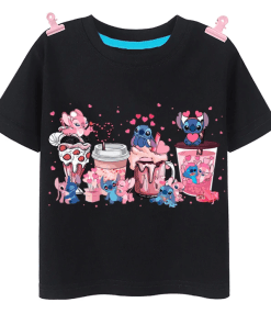 T-Shirt Fille Stitch et Angel