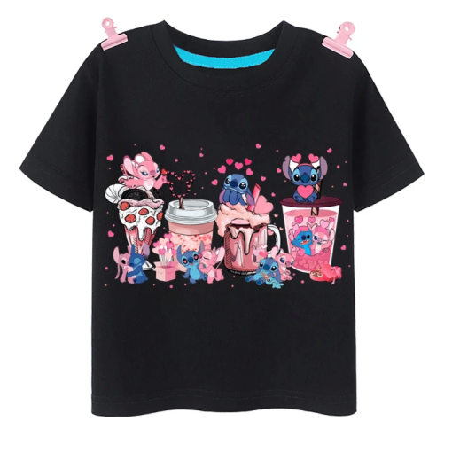 T-Shirt Fille Stitch et Angel