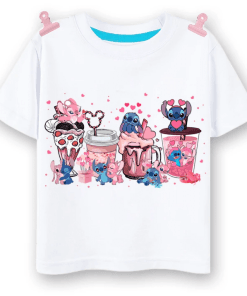 T-Shirt Fille Stitch et Angel
