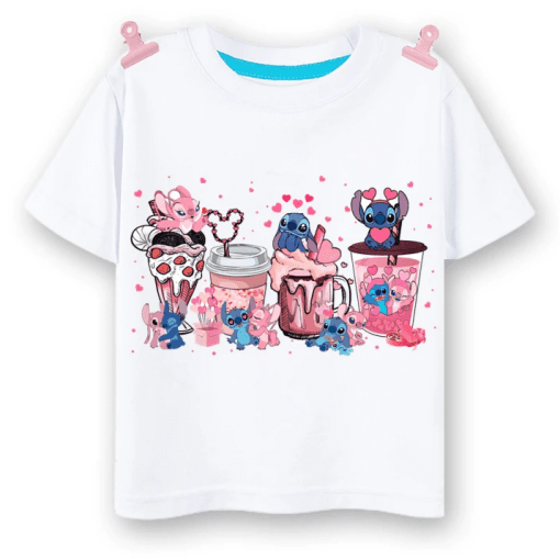 T-Shirt Fille Stitch et Angel