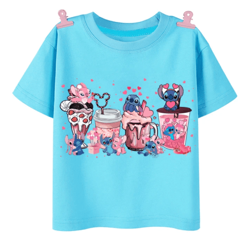 T-Shirt Fille Stitch et Angel