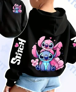 Pull noir Stitch et angel pour Fille