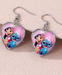 Boucles d'oreilles en forme de coeur lilo et stitch