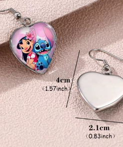 Boucles d’oreilles Disney Stitch cœur rose tendre