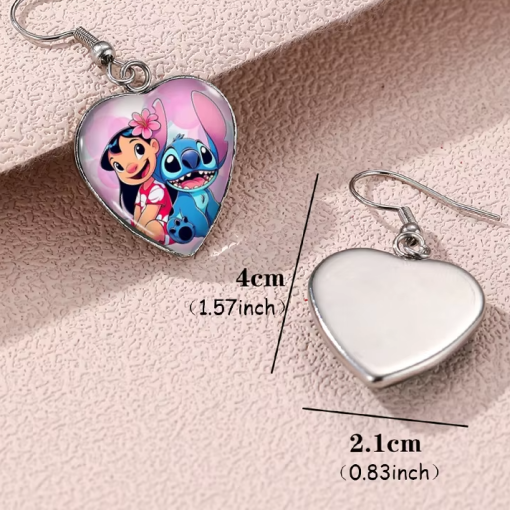 Boucles d’oreilles Disney Stitch cœur rose tendre