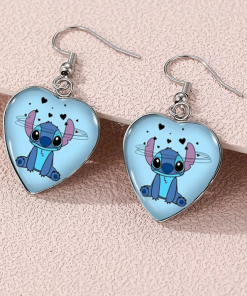 boucles d'oreilles stitch disney coeur bleu