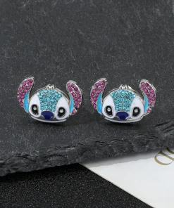 boucles d'oreilles clous pour fille tête de stitch