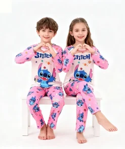 Pyjama Stitch Fille rose