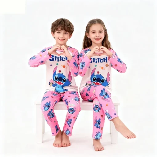 Pyjama Stitch Fille rose