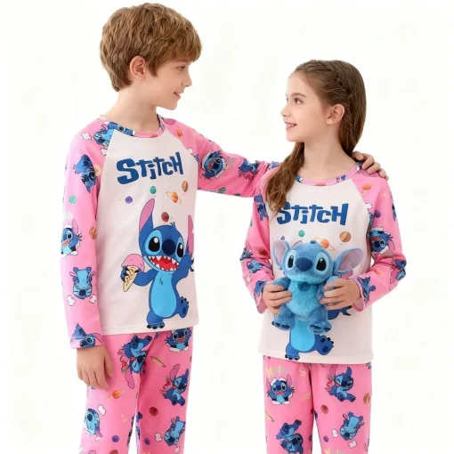 Pyjama Stitch Fille et garcon rose