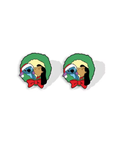 Boucles d’oreilles Stitch Noël avec couronne verte et ruban rouge