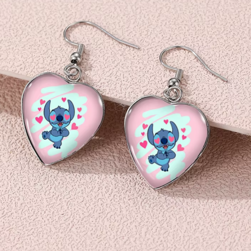 Boucles d’oreilles Stitch cœur romantique rose et bleu