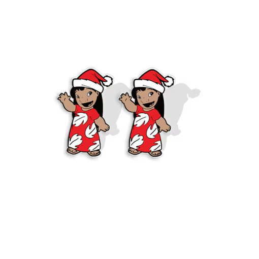 Boucles d’oreilles Lilo Noël en robe rouge et bonnet de Santa
