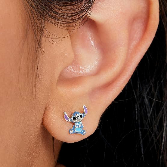 Boucle d'Oreille Stitch Clou 4 Boucle d'Oreille Stitch Clou bleu