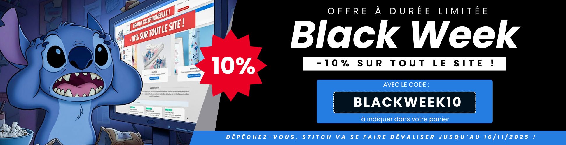Offre promotionnelle cadeau stitch black week