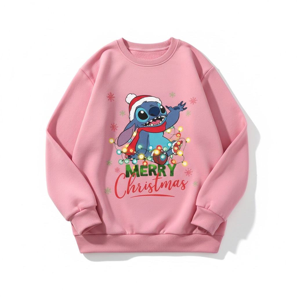 Pull de Noel Enfant Stitch 4 Pull de Noel Enfant Stitch rose