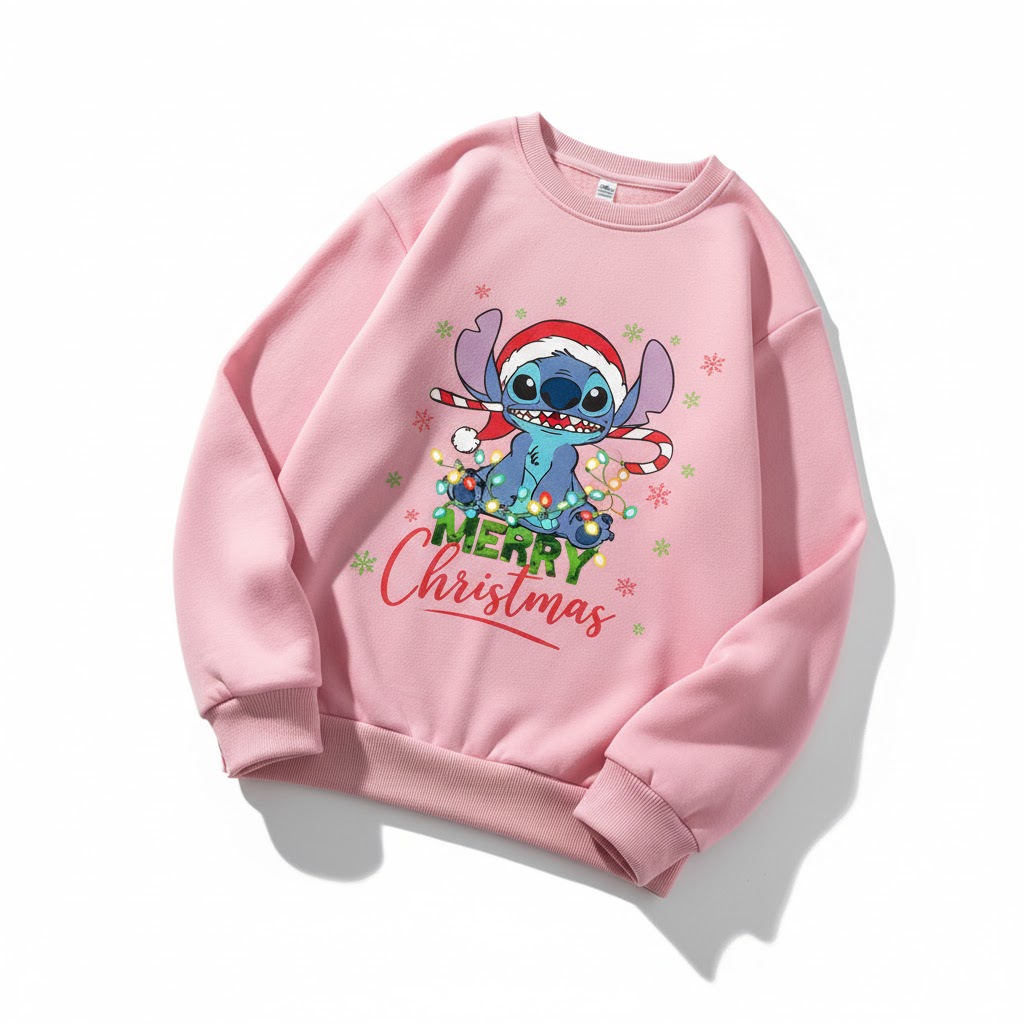 Pull de Noel Enfant Stitch 6 Pull de Noel rose pour Enfant Stitch sucre d'orge