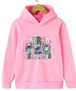 Sweat Noel Stitch Enfant 12 Sweat Noel rose Stitch Enfant