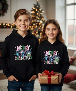 Sweat Noel Stitch Enfant coloris noir